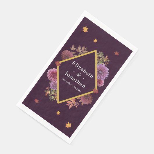 Romantische herfst Dahlia bruiloft Servet (Hoek)