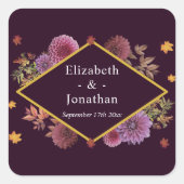 Romantische herfst Dahlia bruiloft Vierkante Sticker (Voorkant)