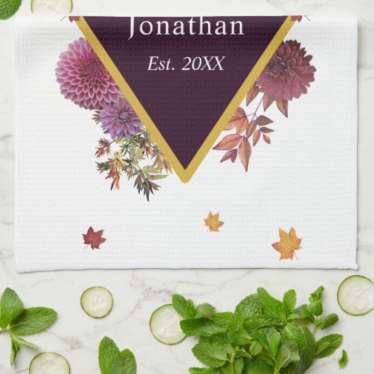 Romantische herfst Dahlia Theedoek (Gevouwen)