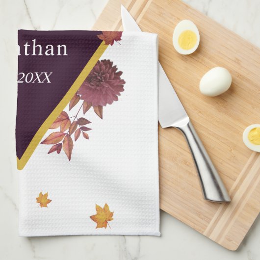 Romantische herfst Dahlia Theedoek (Quarter Fold)