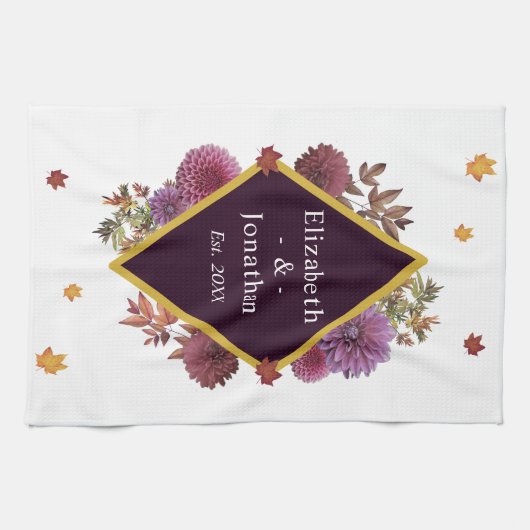 Romantische herfst Dahlia Theedoek (Horizontaal)