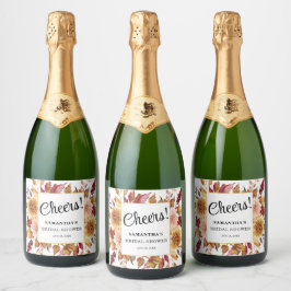 Romantische Herfst Floral Vrijgezellenfeest Wijnla Sparkling Wijnetiket