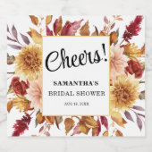 Romantische Herfst Floral Vrijgezellenfeest Wijnla Sparkling Wijnetiket (Enkel label)