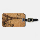 Romantische Herfst Herfstdamast Paris Eiffeltoren Bagagelabel (Voorkant horizontaal)