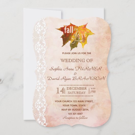 Romantische Herfst in de liefde kant oude papieren Kaart (Voorkant)