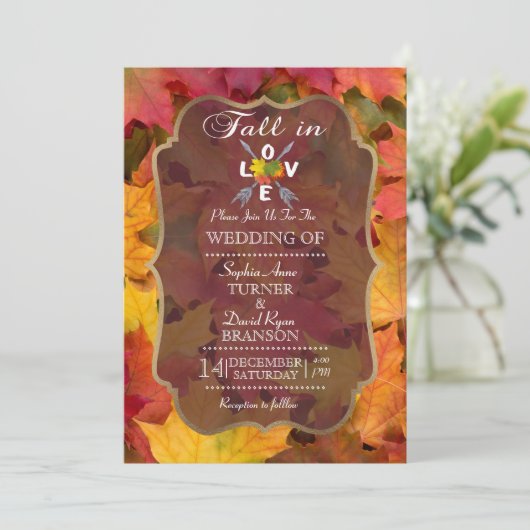 Romantische Herfst in de Uitnodiging van het Liefd (Staand voorkant)