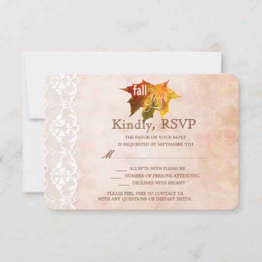 Romantische Herfst in Liefde Trouwen RSVP Invitati (Voorkant)