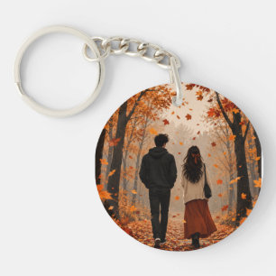 Romantische Herfst Koppel Sleutelhanger Herfstbl