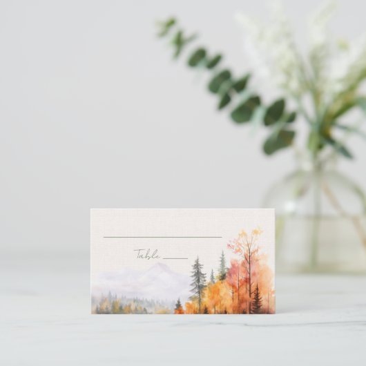 Romantische herfst Lake Wedding Place Card Plaatskaartje (Staand voorkant)
