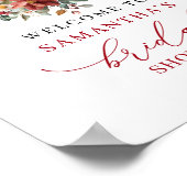Romantische herfst marsala bloemrijke bruiloftswel poster (Hoek)