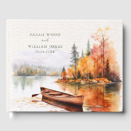 Romantische herfst meer en boot bruiloft gastenboe gastenboek