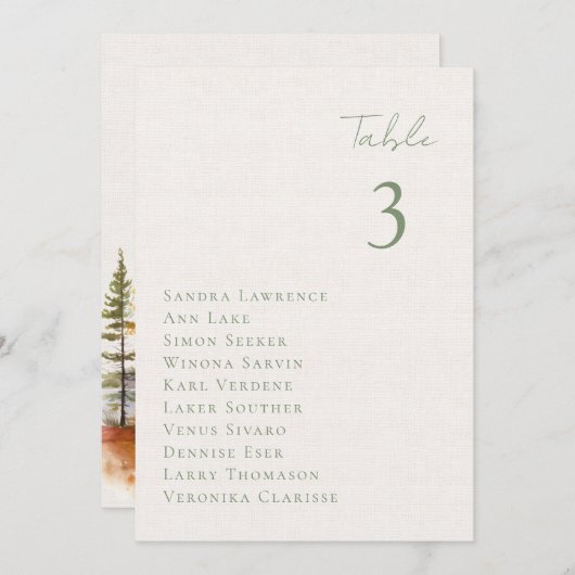 Romantische herfst meer Trouwtafel Zitplaatsen Kaa Kaart (Voorkant / Achterkant)