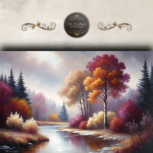 Romantische herfst River Scene Landschap Decoupage