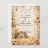 Romantische herfst schuur bruiloft kaart (Voorkant)