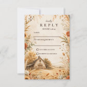 Romantische herfst schuur bruiloft RSVP kaartje (Voorkant)