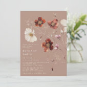 Romantische Herfst Taupe Wildflower Baby shower Kaart (Staand voorkant)