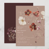 Romantische Herfst Taupe Wildflower Baby shower Kaart (Voorkant / Achterkant)