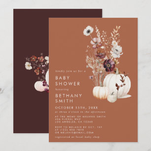 Romantische herfst terracotta wilde bloem baby sho kaart