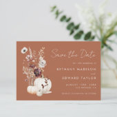 Romantische Herfst Terracotta Wildflower Wedding Save The Date (Staand voorkant)