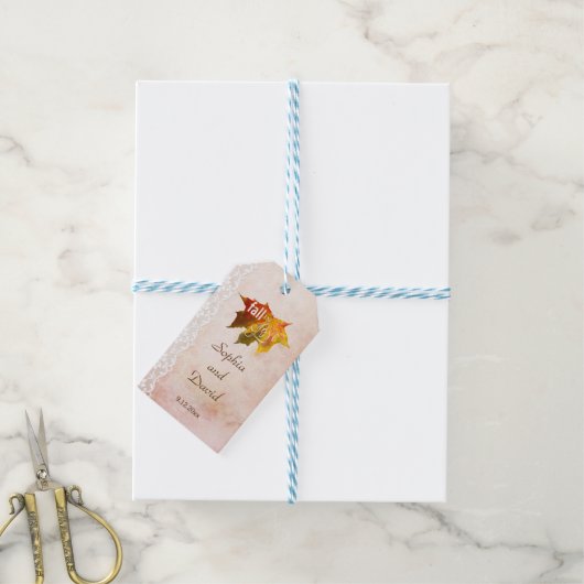Romantische Herfst Verliefd Trouwen Cadeaulabel (Met Touw)