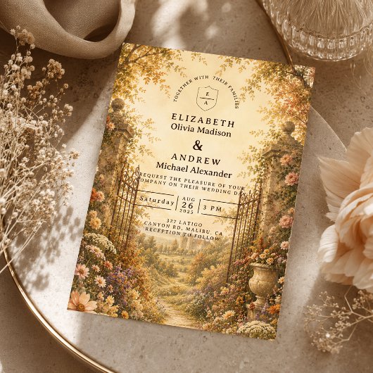 Romantische herfst wilde bloemen bruiloft kaart