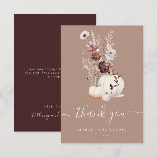 Romantische Herfst Wildflower Wedding Bedankkaart (Voorkant / Achterkant)