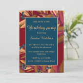 Romantische herfstblauweberrie verjaardagsuitnodig kaart (Staand voorkant)