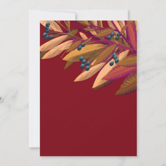 Romantische herfstblauweberrie verjaardagsuitnodig kaart (Achterkant)