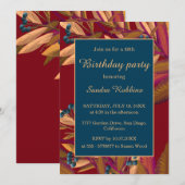 Romantische herfstblauweberrie verjaardagsuitnodig kaart (Voorkant / Achterkant)