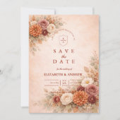 Romantische herfstbloem bruiloft save the date (Voorkant)