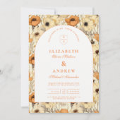 Romantische Herfstbloemen Bruiloft Kaart (Voorkant)