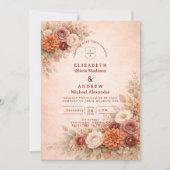 Romantische herfstbloemen bruiloft kaart (Voorkant)