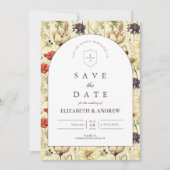 Romantische herfstbloemen bruiloft save the date (Voorkant)