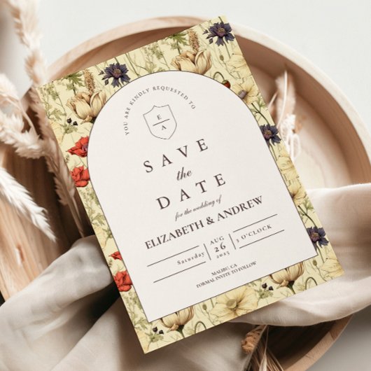 Romantische herfstbloemen bruiloft save the date