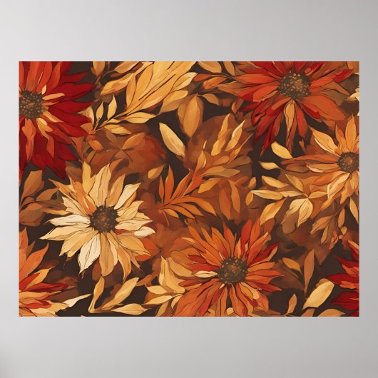 Romantische herfstbloemen poster (Voorkant)