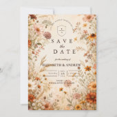 Romantische herfstbloemenen bruiloft save the date (Voorkant)