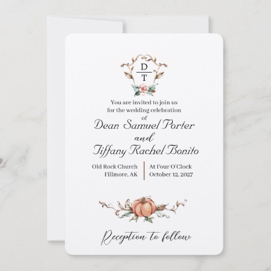 Romantische herfstbruiloft kaart (Voorkant)