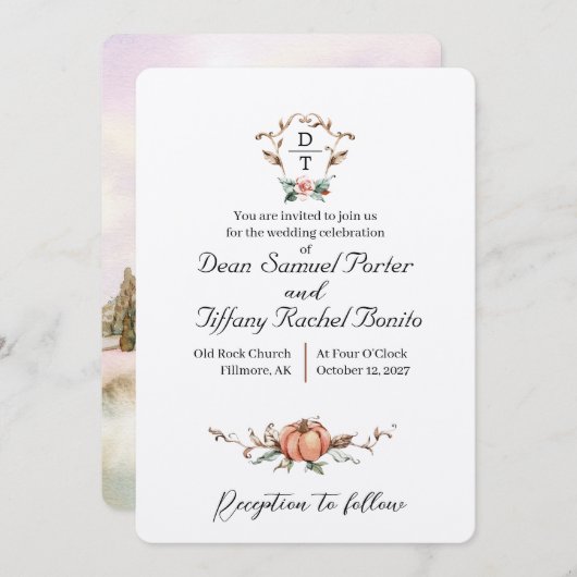 Romantische herfstbruiloft kaart (Voorkant / Achterkant)