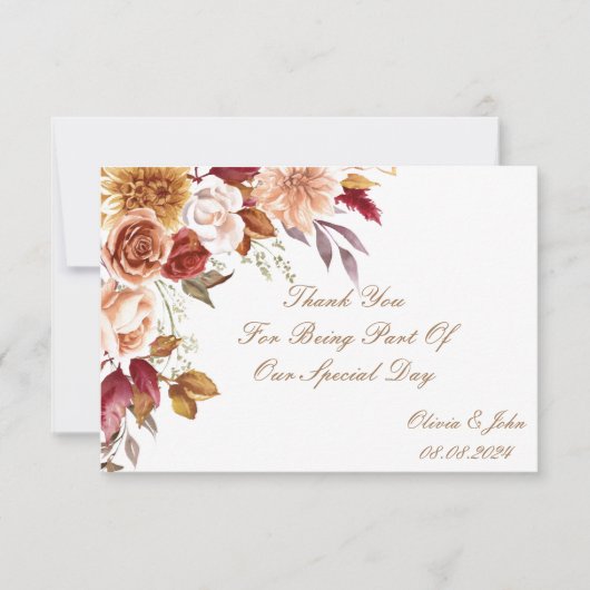 ROMANTISCHE HERFSTKLEUREN BRUIDSDUIK  BEDANKKAART (Voorkant)