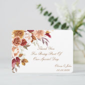 ROMANTISCHE HERFSTKLEUREN BRUIDSDUIK  BEDANKKAART (Staand voorkant)