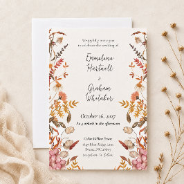 Romantische herfstweide watercolor wilde bloemen kaart