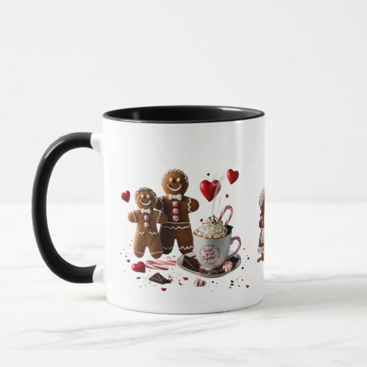 Romantische hete cacaogingerbreadkoppel Premium  Mok (Links)