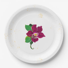 romantische hibiscus bloemen botanisch papieren bordje