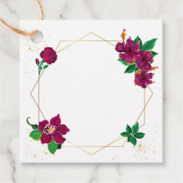 Romantische hibiscus bloemen geometrische gunst ta bedankjes labels