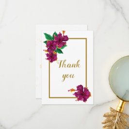 romantische hibiscusbloemen botanische bedankkaart