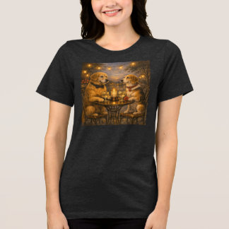 Romantische honden date night Dames Tri‑Blend T Sh Tri-Blend Shirt