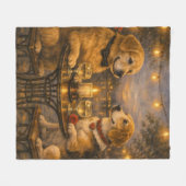 Romantische honden diner fleece deken (Voorkant (Horizontaal))