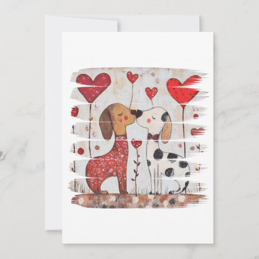 Romantische honden met hartballonnen kaart (Voorkant)