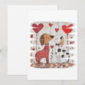 Romantische honden met hartballonnen kaart (Voorkant / Achterkant)