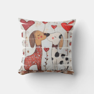 Romantische honden met hartballonnen kussen